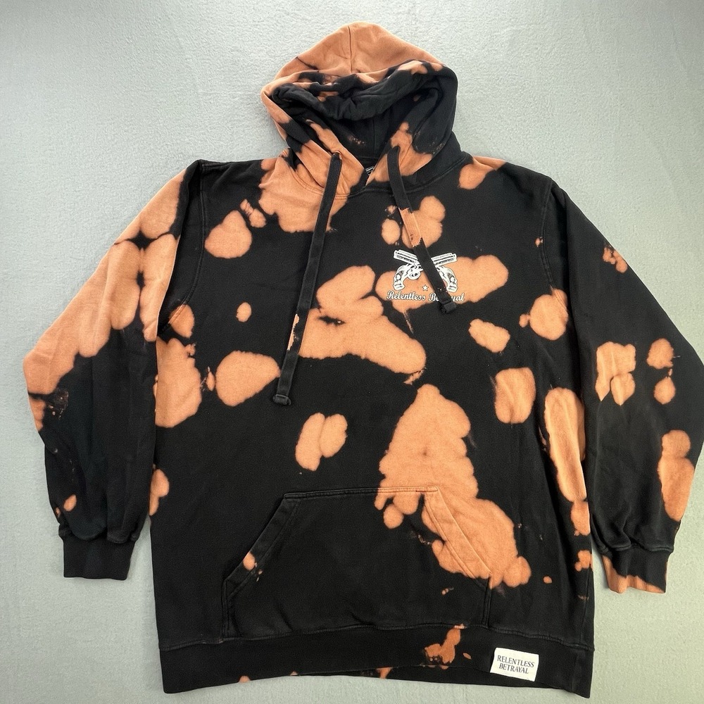 Relentless Betrayal No Prey No Pay Graphic Bleach Wash Hoodie Men XL Streetwear